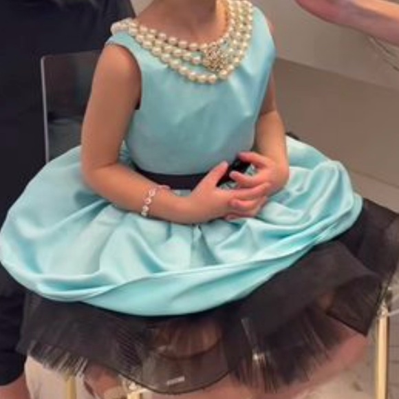 Elegant Blue Kids Formal Dress - Breakfast at Tiffany’s Inspo